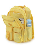 Gelektropy Mesh Backpack for Women Girls, Heavy Duty See Through College School Backpacks with Padded Shoulder Straps Large Capacity Bookbag for Beach Hiking Travel Swimming Outdoor Sports - Yellow
