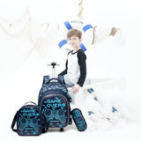 Meetbelify Boys Rolling Backpack with Wheels Kids Luggage for Elementary Students Trolley Trip Carry On Bag for Girls Boys 6-8