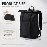 Fyvola Roll Top Laptop Backpacks for Men & Women, Anti-Theft Travel Backpack Fits 15.6-17.3 Inch Laptop, Water-Resistant Durable Computer Bag for Work, College & Daily Commute (Black)