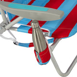 Rio Beach 2-Pack Wide Big Boy 4-Position Backpack Beach Chair with Pillow, Arms, and Storage Pouch, Lightweight Outdoor Portable Camping Chair with Carry Straps, Supports up to 300 lbs., Blue/Red