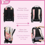 NEW TILAMI 18-Inch 6-Wheel Rolling Backpack for Kids, Starshine