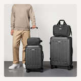 Amazon Basics 4-Piece Luggage Set, Hardside Suitcases with Spinner Wheels, 22" Carry On & 28" Checked, Tote Bag & Travel Bag, Black