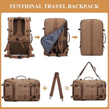 WITZMAN Travel Backpack for Men 40L Large Carry-on Airline Approved Convertible 3 in 1 laptop Bags Fit 16 inch(A8013 Brown)