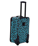Rockland Jungle Softside Upright Luggage Set, Blue Leopard, 4-Piece Set (14/29/24/28)