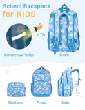 VASCHY Kids backpacks, 16in Water Resistant Backpack for Preschool/Primary/Elementary School Bookbag for Girls with Tablet Sleeve Blue Daisy