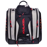 KULKEA Thermal Trekker Heated Ski Boot Backpack - Insulated Ski Boot Bag - Maximum Gear & Boot Storage - 3 Heat Settings - 120V Wall Plug & 12V Auto Plug - Water Resistant Backpack (Grey/Black/Red)