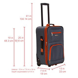 Rockland Fashion Softside Upright Luggage Set, Expandable, Charcoal, 2-Piece Set (14/19)
