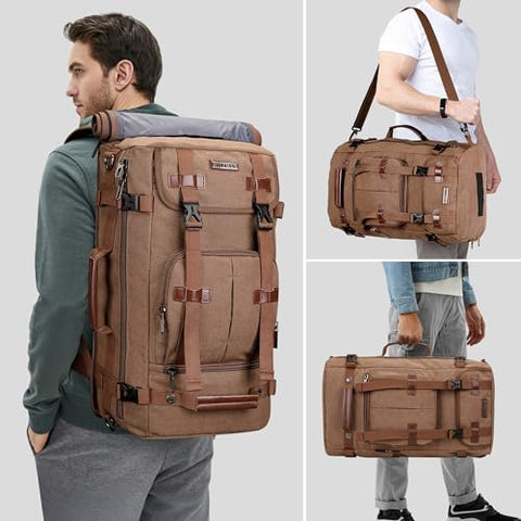 WITZMAN Canvas Travel Backpack Large Laptop Bags Convertible Shoulder Toiletry Bag Hanging Dopp Kit Organizer Water-resistant