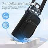 Ajrwiiy Water Bottle Carrier Bag for YETI Rambler 46/36oz Bottle - Water Bottle Holder with Strap, Adjustable Shoulder Sling Bag with 2 Pocket for Travel Hiking