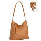 S-ZONE Leather Tote Bag for Women Medium Crossbody Handbags Shoulder Hobo Purse with 2 Removable Straps, Brown