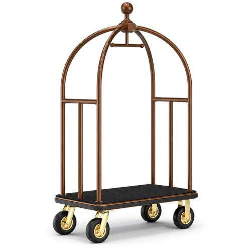 Hotel Luggage Cart, Heavy Duty Bellman Cart with 1600lbs Capacity, 8"Wheels