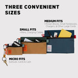 Topo Designs Accessory Bags, Travel Organizer Accessories for Smaller Items, Durable Storage Pouch, 3 Sizes, Fully Lined Pack Cloth (Small, Navy/Navy)