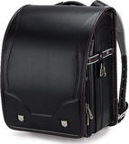 Baobab's wish Ransel Randoseru Backpack Semi-automatic satchel Japanese school bag for girls and boys PU leather bab-rng28 (Black)