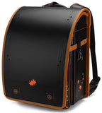 IwaiLoft Ransel Randoseru Backpack with Automatic Satchel for Boys, Japanese School Bag Embroidery PU Bookbag for Men Male (Maple Leaf Black)