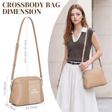 S-ZONE Crossbody Bags for Women Trendy Small Cross Body Purse for Woman Vegan Leather Designer Shoulder Bag Travel Everyday Nude