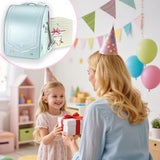 IwaiLoft Ransel Randoseru Backpack with Automatic Satchel for Girls, Japanese School Bag Embroidery PU Bookbag for Women (Morocco Light Green)
