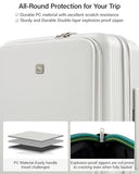 Hanke 24Inch Expandable Luggage Top Opening Medium Checked Luggage Hard Shell Suitcases with Wheels Travel Luggage Rolling Suitcase with Cup Holder(Smoke White)