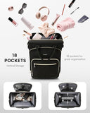 Rolling Backpack for Women, Travel Backpack with Wheels, Vertical Storage Wheeled Laptop Backpack, Overnight Underseat Carry on Luggage for College Business Work, Stylish Rolling Laptop Bag, Black
