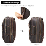 LANNSYNE Vintage Genuine Leather Backpack For Men, 2 in 1 Expandable Briefcase Fits 17'' Laptop Crossbody shoulder Bag Business/Travel Rucksack