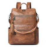 Shrrie 15.6 inch Laptop Backpack for Women,Large Leather Backpack Purse,Travel,Carry on,Water Resistant Casual Laptop Backpacks,College Backpack,Work Backpack for Women,Two-toned Brown