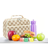 Bluboon Kids Girls Lunch Bag Insulated Lunch Box for school Corduroy Lunch Cooler Organizer School Kids Lunch Tote (Corduroy checkered brown)