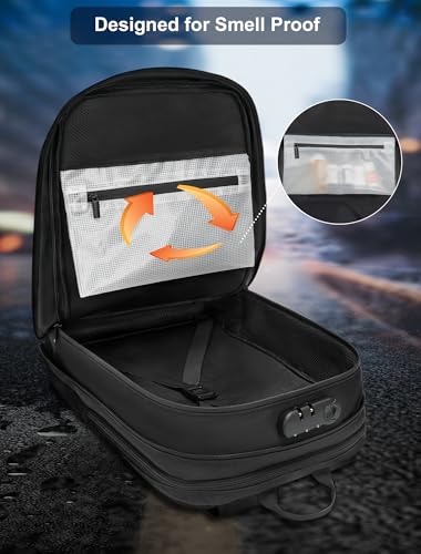DEEGO Smell Proof Backpack with Combination Lock, 8 Layer Smell Proof Bag
