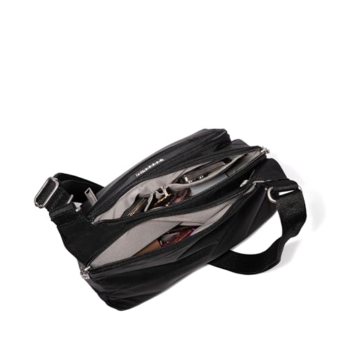 Baggallini Securtex Anti-Theft Crossover Crossbody Bag for Travel 11”W x 8.5”H, RFID, Built-in Wallet, Locking Zippers