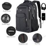 kadilong Laptop Backpack Men,School Backpacks for Student Teen Boys Bookbag College Computer Bag with USB Charging Port Fits 15.6 Inch Laptop and Notebook for Work Business Middle High School,Black
