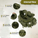 AUMENTAR 50L Military Alice Pack Army Survival Combat ALICE Rucksack Backpack for Men & Women for Camping, Hiking, Emergency Army Green