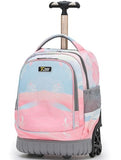NEW TILAMI 16 Inch Rolling Backpack Carry-on Wheeled Laptop Backpack with Wheels for Girls Boys School, Pink