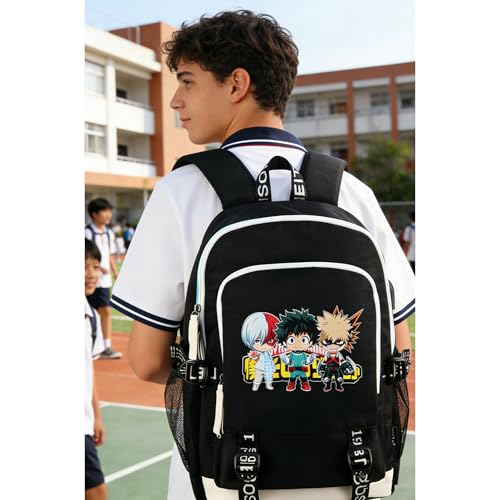 Roffatide Anime Backpack Printed College School Bag Laptop Backpack with USB Charging Port & Headphone Port