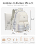 VANKANY Teen Girl School Backpack, Cute Bookbag with Laptop Compartment for Big Student Women College Mochilas Escolares para Niñas (Beige)