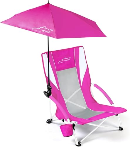 FAIR WIND Portable Beach Chair with Umbrella for Adults, Backpack Folding Arm Chair for Coastal Vacations, Picnics, and Concerts - | Backpacks4Less