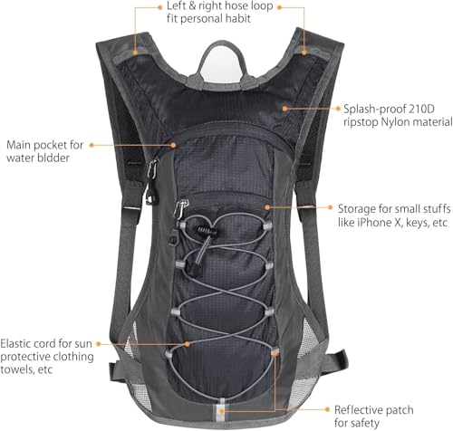 Unigear Hydration Pack Backpack with 70 oz 2L Water Bladder for Running, Hiking, Cycling, Climbing, Camping, Biking (Black)