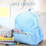 Cunno 1 Piece Nylon Backpack Kids School Backpack for Toddler Girls Boys Plain Waterproof Preppy Bookbags Travel for Student (Blue)