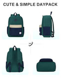 VASCHY Lightweight Backpack for School, Water Resistant Classic Bookbag with Side Pockets for Boys,Kids,Teens Green Blue