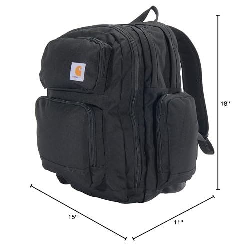 Carhartt 35L Triple-Compartment Backpack, Durable Pack with Laptop Sleeve and Duravax Abrasion Resistant Base, Black