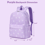 Kimwadalh Bow Backpack for Girls, Purple Girls Schoolbag with Large Capacity School Bookbag for Elementary High School