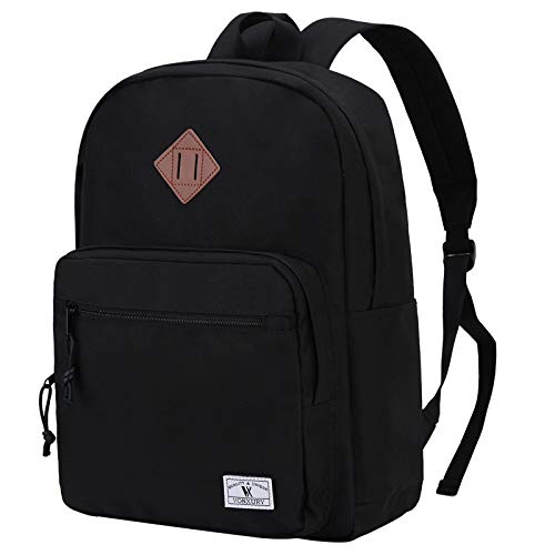 VX VONXURY Lightweight School Backpack for Men Women, Classic Basic Kids Backpack Bookbag, Black Backpack for College Travel Work