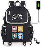 Roffatide Anime Demon Slayer Kamado Tanjirou Kamado Nezuko Laptop Backpack with USB Charging Port