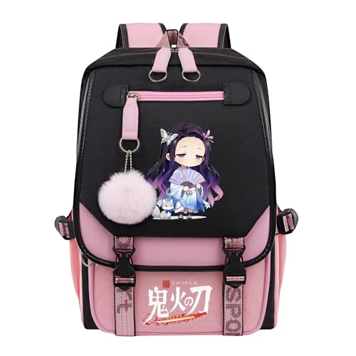 RETEN Kawaii Anime Backpack for Girls 20L - Waterproof Nylon School Bookbag with USB Charging Port, Cute Travel Laptop Daypack for Teens, Large Capacity