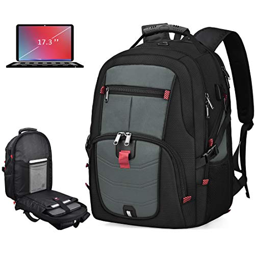 NUBILY Laptop Backpack 17 Inch Waterproof Extra Large TSA Travel Backpack Anti Theft College Business Mens Backpacks with USB Charging Port 17.3 Gaming Computer Backpack for Women Men 45 L Grey