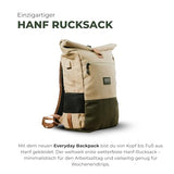 8000Kicks Everyday Hemp Backpack - Lightweight and Weatherproof Backpack for Work and Travel with Anti-theft pocket and Spacious Interior (Beige)