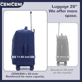 CENICENI Ultralight 20" 24" Travel Luggage Set Carry-On Airline Approved Softside Suitcase, 360° Spinner Wheels, TSA Lock, with 7-Piece Travel Accessories, Navy Blue