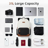 RealCool Laptop Backpack, 31L Travel Backpacks Gift for Women Men, Fits up to 15.6-17 Inch,Water Resistant College Bookbag, for School Business Trip (Beige-Black)