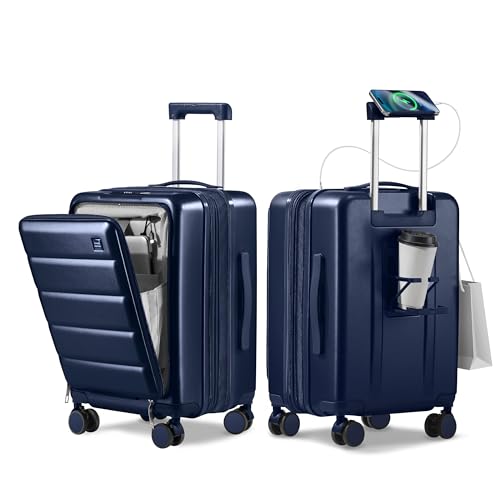 ISLAND ELEPHANT 20IN Expandable Carry On Luggage-Navy Blue