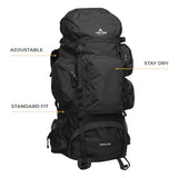 Teton 85L Explorer Internal Frame Backpack for Hiking, Camping, Backpacking, Rain Cover Included, Buck Brown