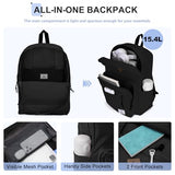 VX VONXURY Lightweight School Backpack for Men Women, Classic Basic Kids Backpack Bookbag, Black Backpack for College Travel Work