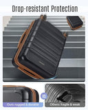 LIGHT FLIGHT Carry On Luggage 22x14x9 Airline Approved Suitcase,Black/Brown