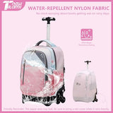 NEW TILAMI 18 Inch Rolling Backpack with Wheels for Girls Boys Kids Laptop Backpack School Travel, Pink Sunset